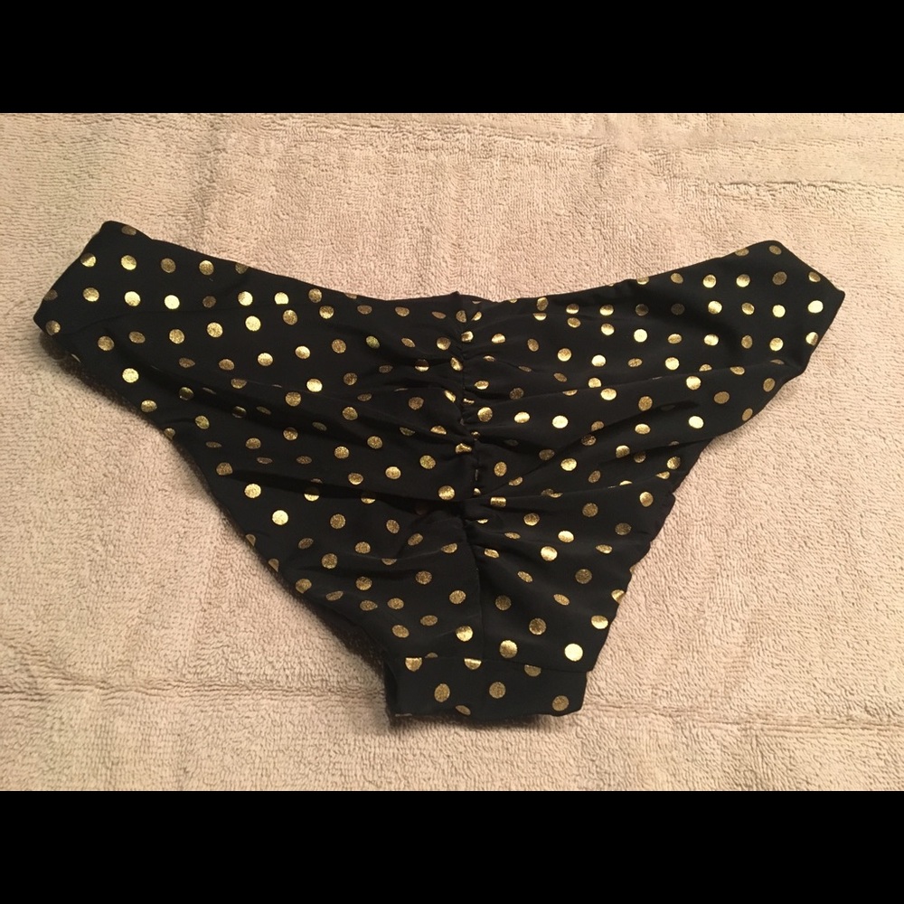 Betsey Johnson black & gold dot bikini bottom